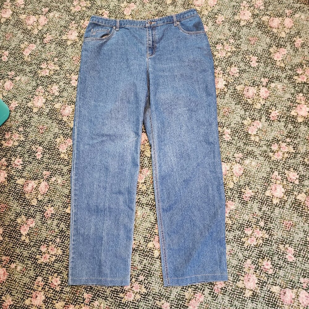 C J Banks Women's 16W Blue Straight Leg Denim Jeans Classic Fit Casual #565